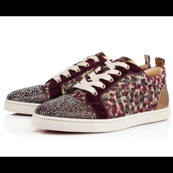 burgundy louboutin sneakers
